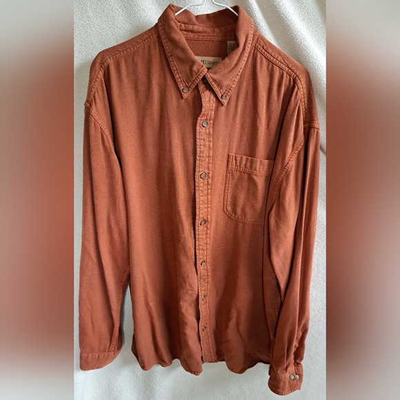 Men's Burnt Orange Ruff Hewn Long Sleeve Button Down Shirt - Picture 1 of 10